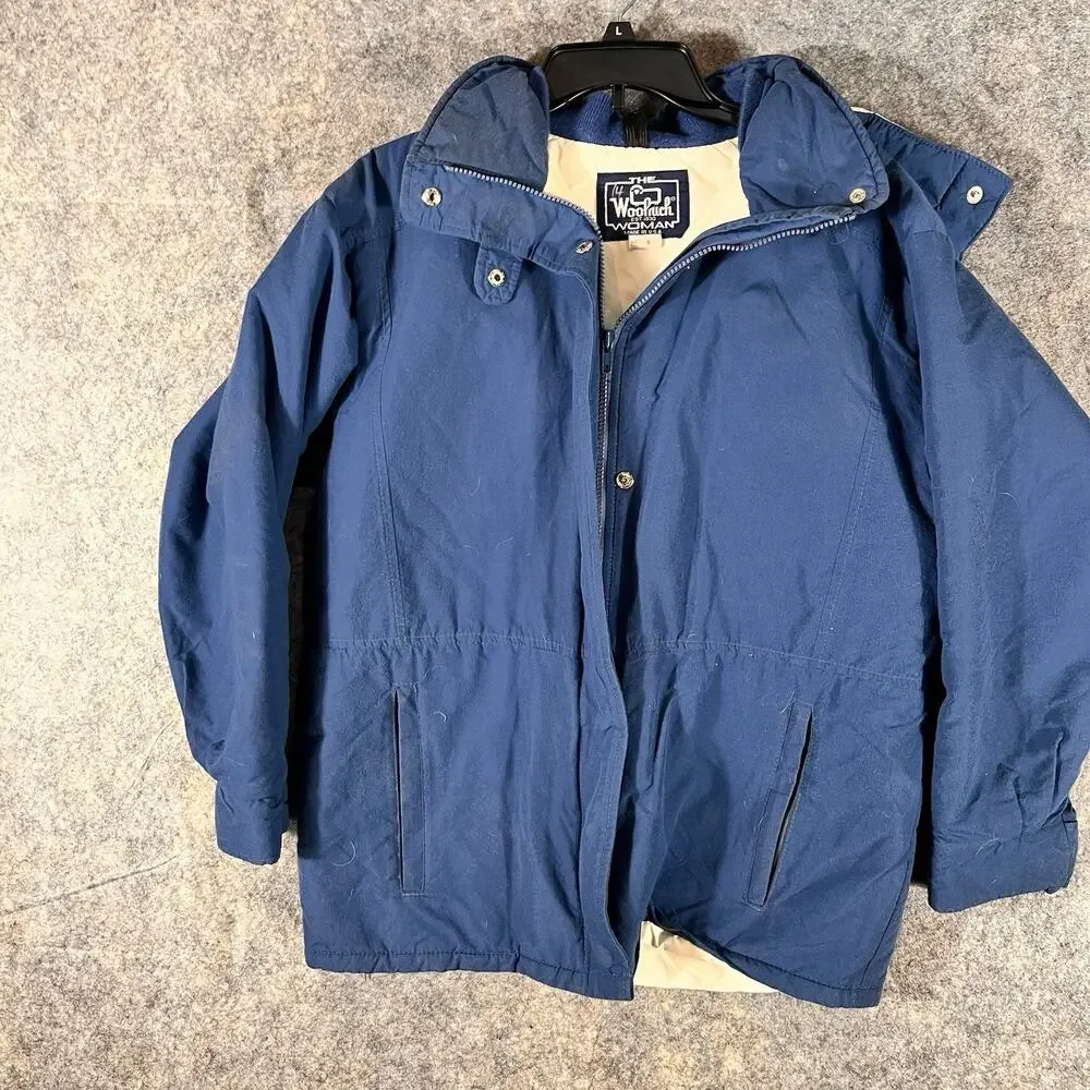 Vtg Woolrich‎ Mens Parka Jacket LARGE Blue Long / Lined USA Made/ Small Flaw